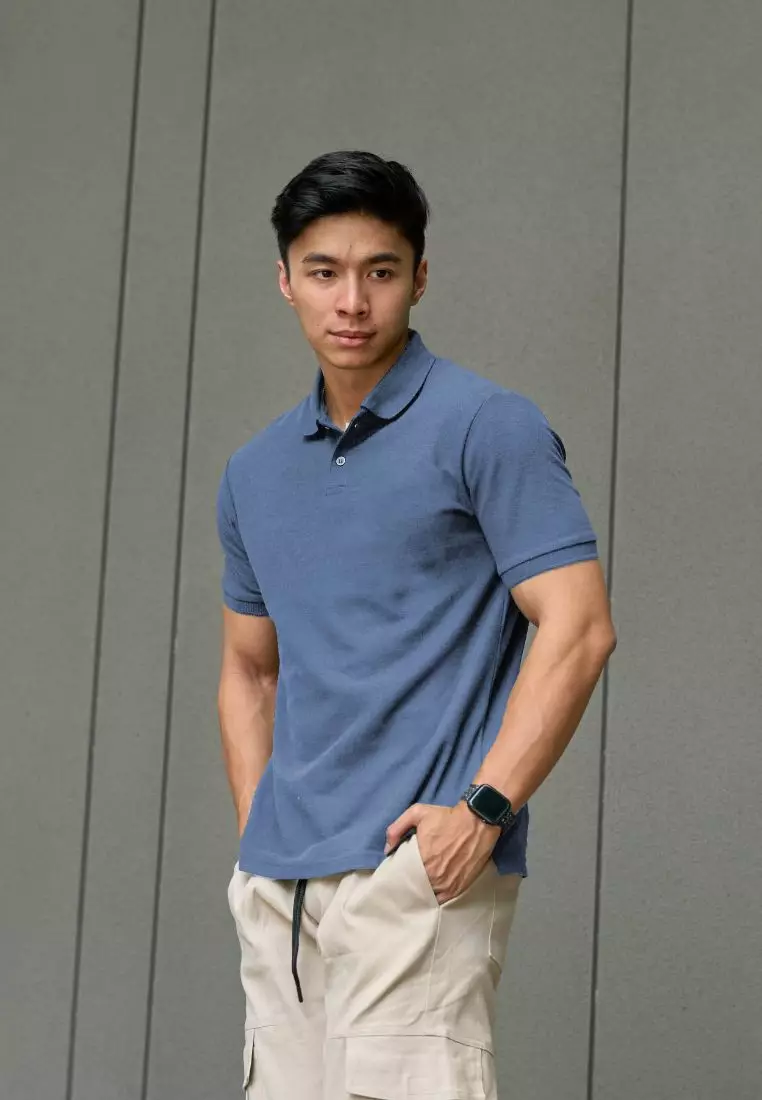Kale Park Steel Blue / Kaos Polo Pria Lengan Pendek Kerah / Polo Shirt Slim Fit