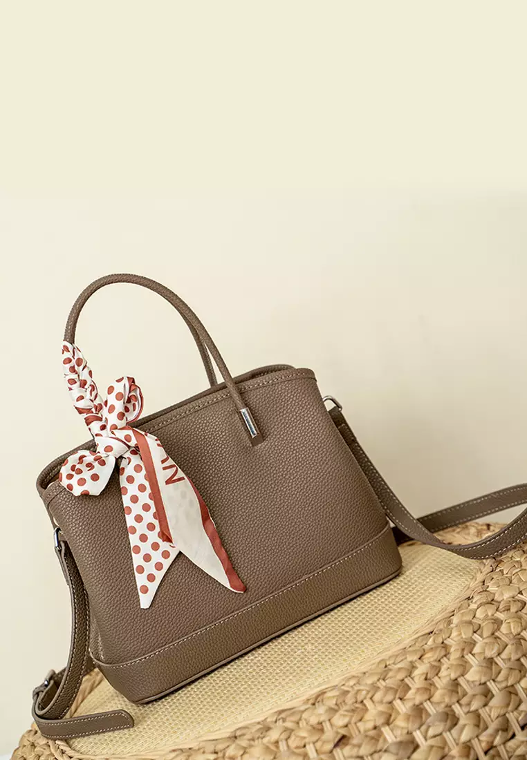 VANSA Simple Pebble Cow Leather Crossbody Tote Bag VBW-Hb9905