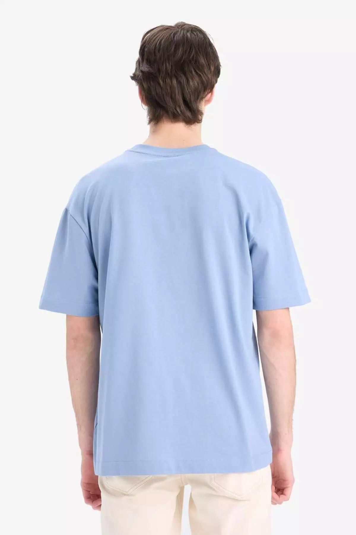 100% 棉 寬鬆闊管圓領基本款淨色短袖T恤 E6885Axns