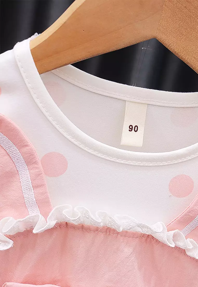 Dress Bayi Anak Perempuan Lengan Pendek Polka Rabbit Korean Style Import 4340 Venrz Pink