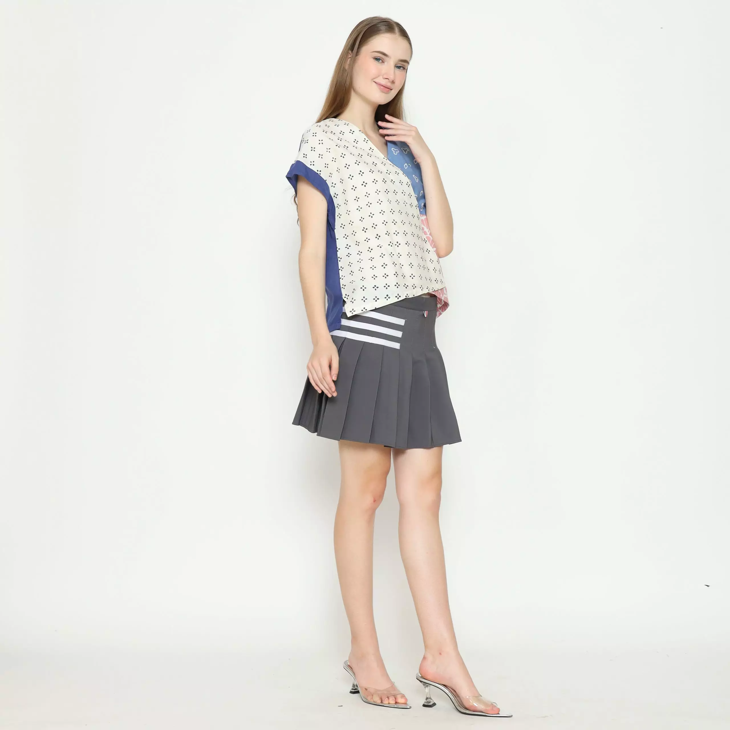 Blouse Batik Wanita - Bhatara Batik Rossie - Atasan Batik Modern Lengan Pendek