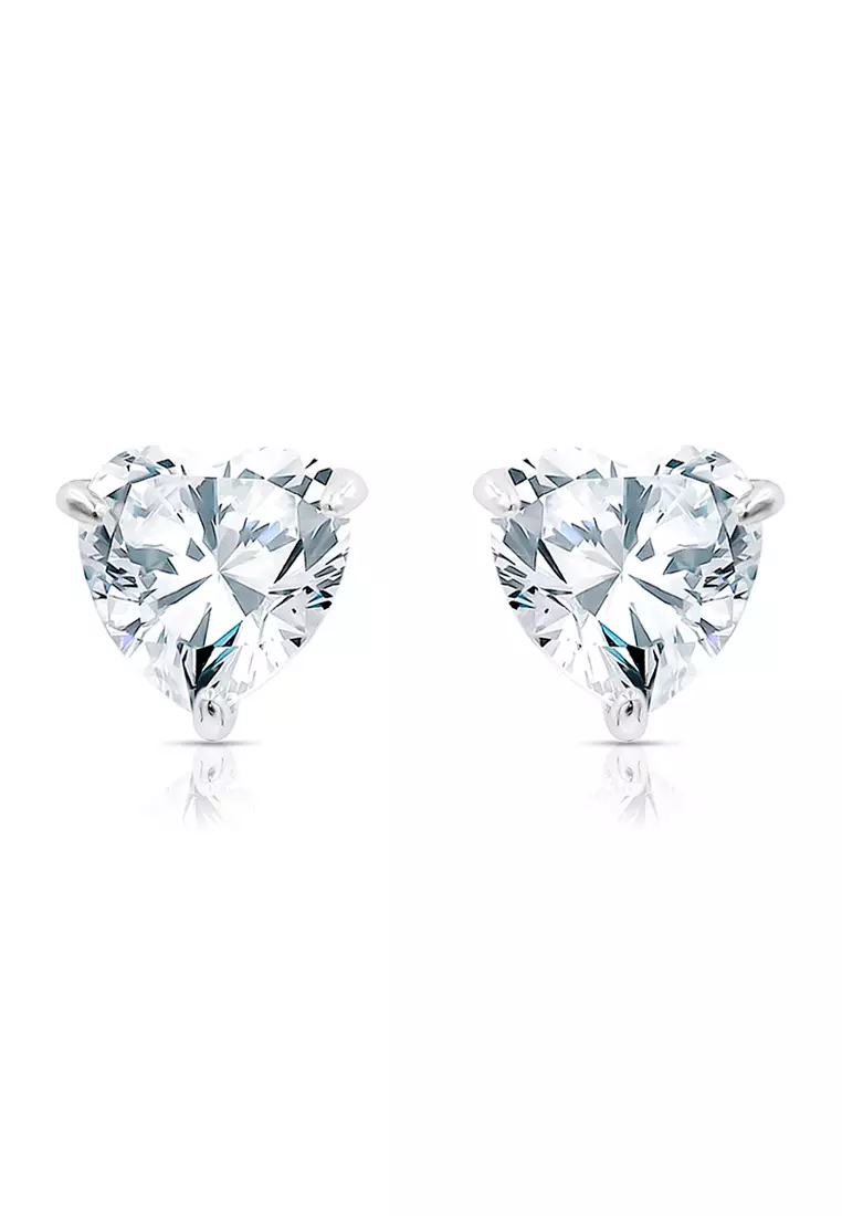 SO SEOUL Amora Heart 0.5-2.0CARAT Heart Diamond Simulant Cubic Zircon Pierced Stud Earrings