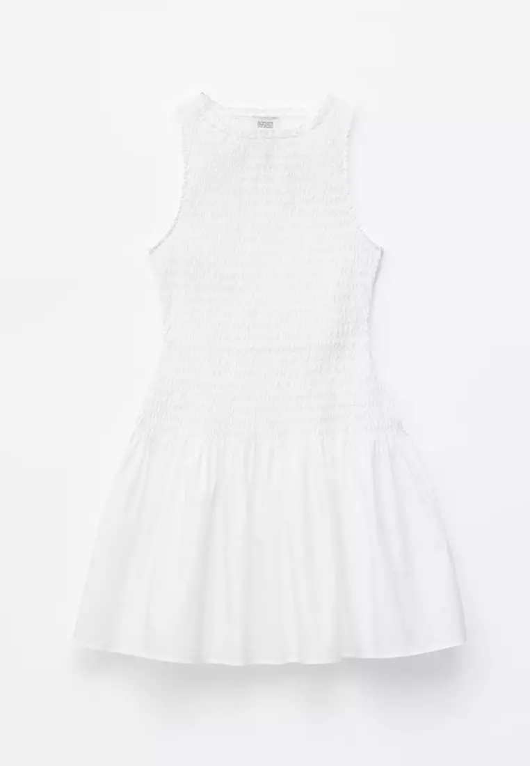 Smocked Cotton Poplin Mini Dress