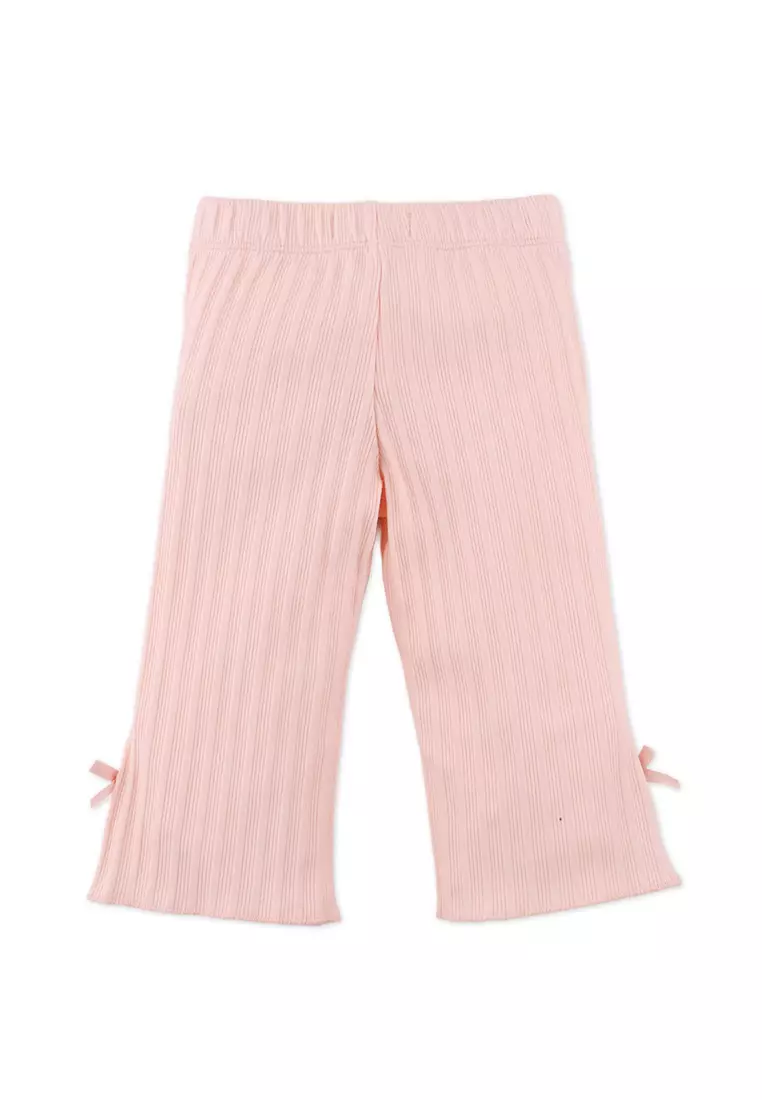 Baby Marta Ribbed Bootcut Leggings with All-Over Print and Side Slit Bows