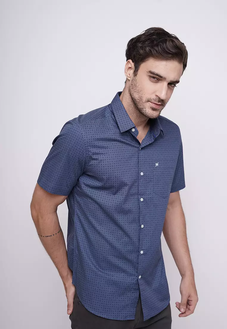 Johnwin Kemeja Formal Kemeja Motif Biru Tua FSH.650.K392.881.C