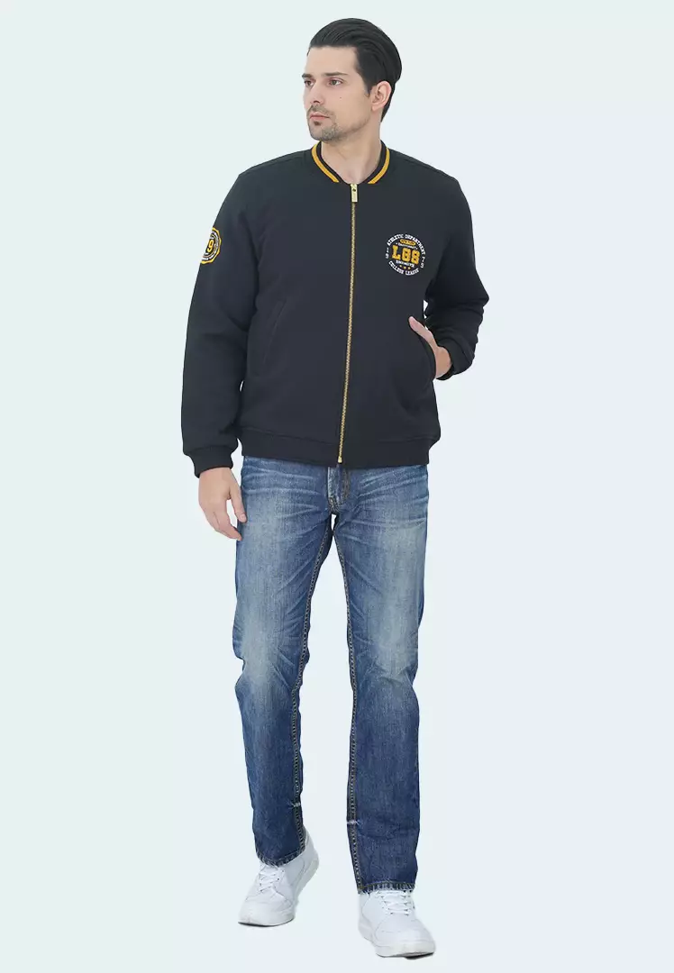 LGS - Jaket Pria - Jaket Baseball - Full Zipper - Bordir Logo - Hitam - JJK.574.214.001.C