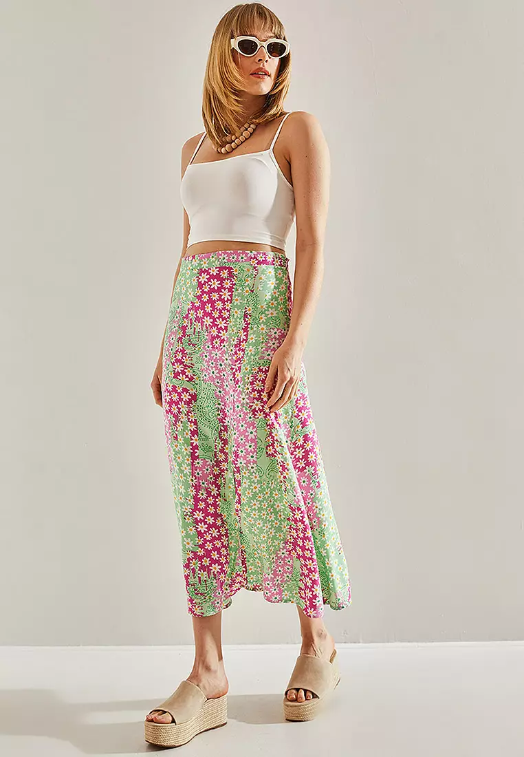 Viscose Slit Midi Skirt