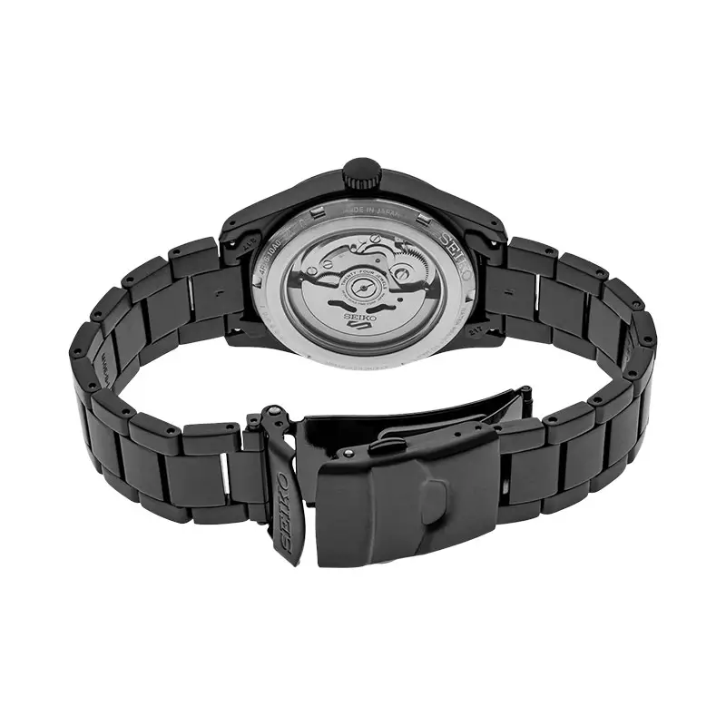 Jam Tangan Pria Seiko 5 Sports SRPJ09K1 Field Street Style Automatic Men Black Dial Black Stainless Steel Strap