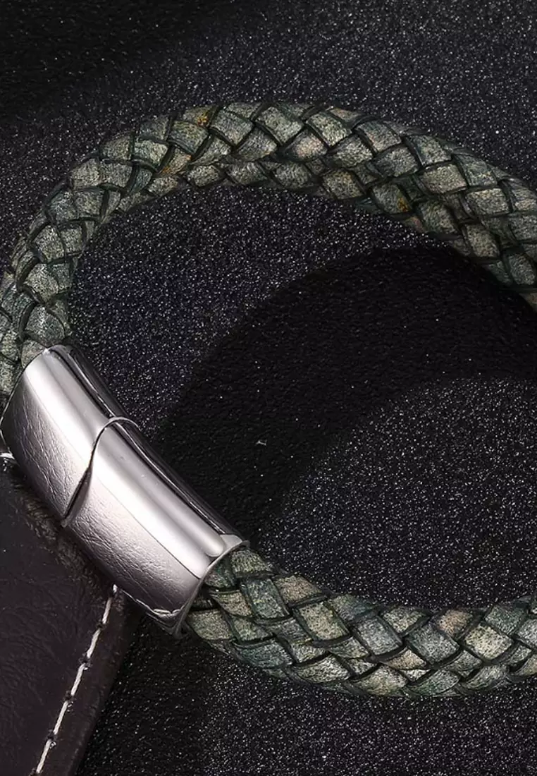 Braided Leather Magnetic Bracelet (Circumference 20.5cm) (KJBR16032a)