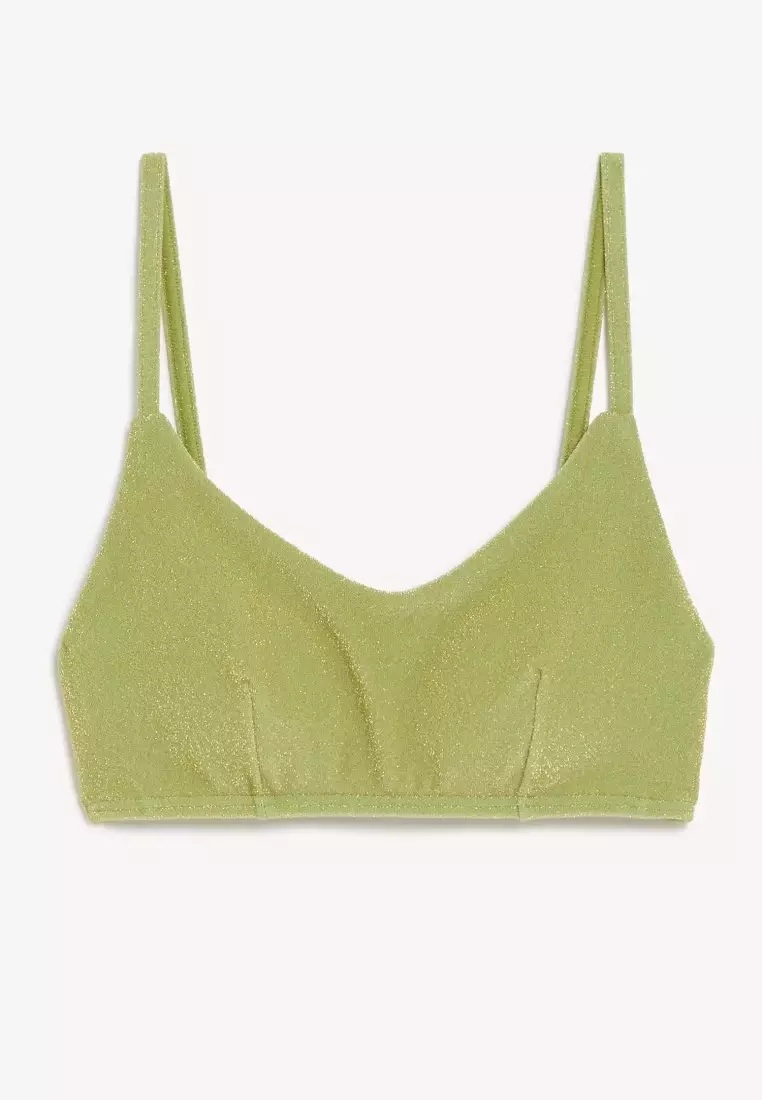 Padded Sparkle V-Neck Bikini Top