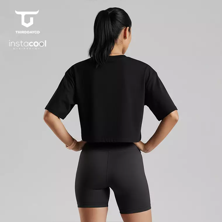 LTF41 oversize crop top kaos wanita instacool OLC "thrdy copic" hitam