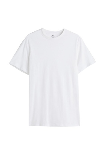 H&M white Round-Neck T-Shirt Regular Fit 681A7AAE8DAA5CGS_1
