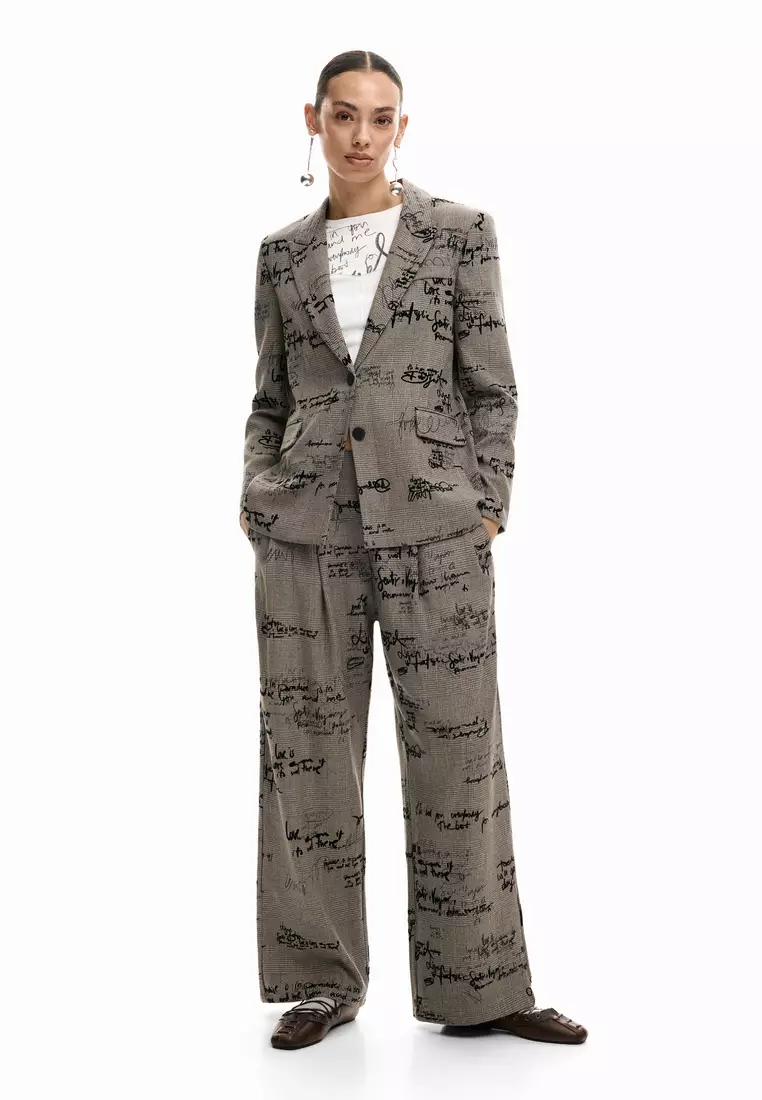 Blazer with lettering and checks