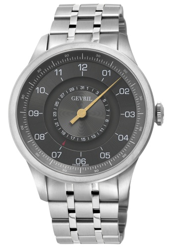 Gevril silver Gevril Jones St. Men's Swiss Automatic, SS Case, Grey Dial, 316L Stainless Steel Bracelet Watch BA0AAAC00FB654GS_1