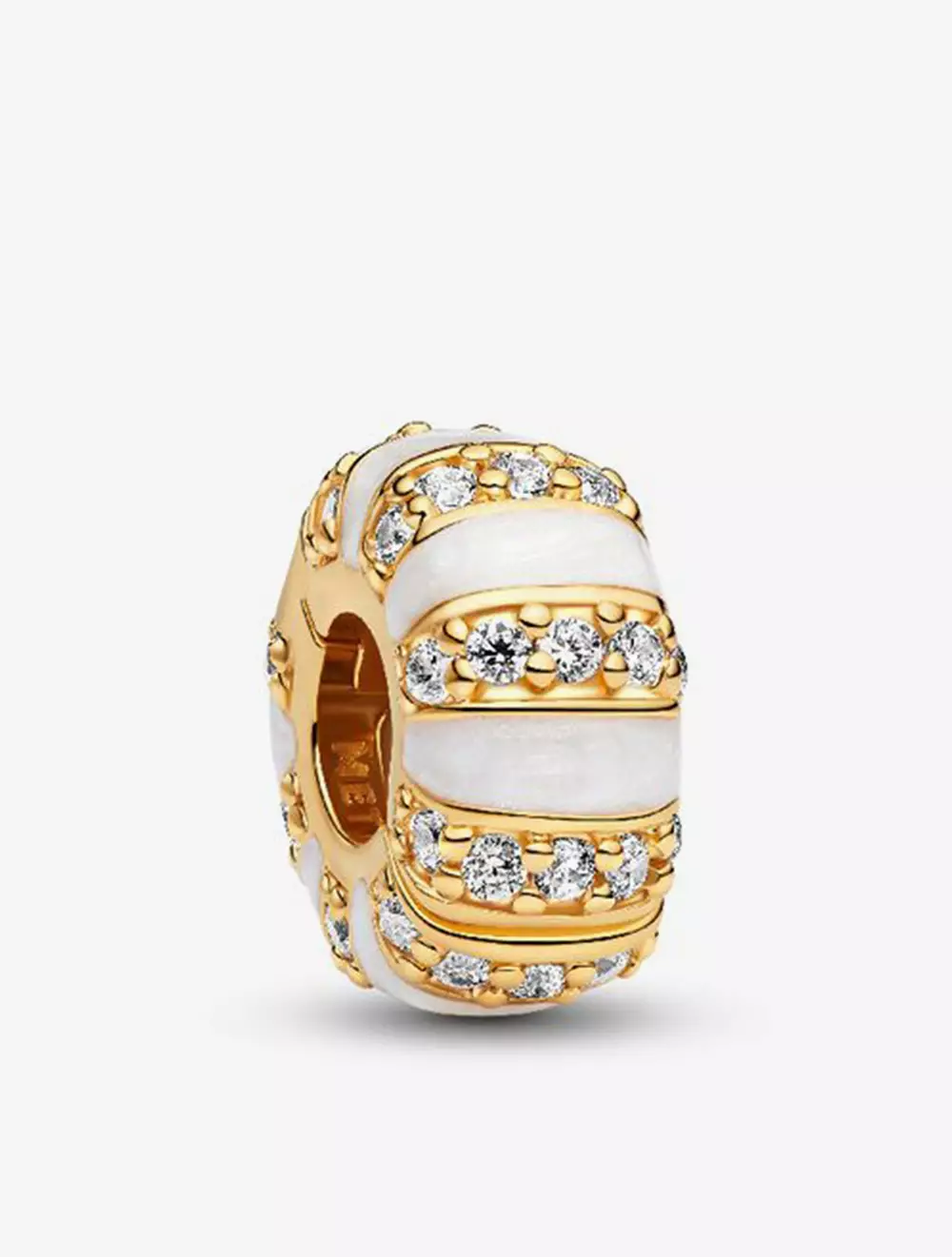 Jual PANDORA 14k gold-plated clip with clear cubic zirconia