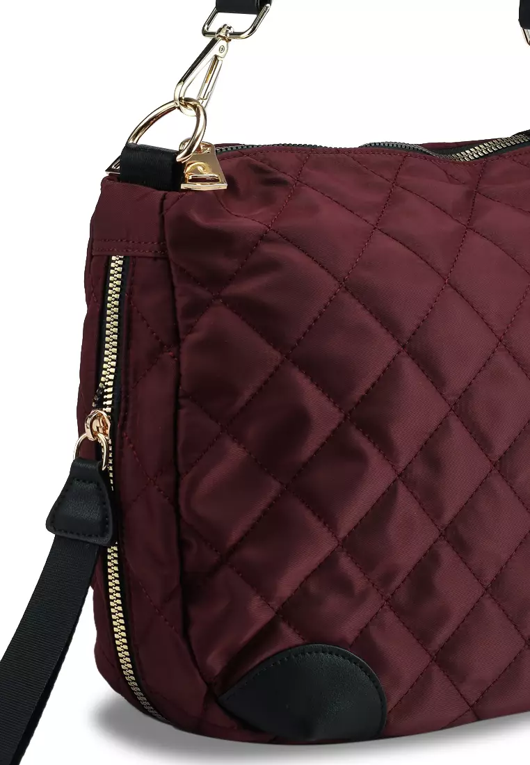 Quilted Nylon Convertible Shoulder Bag
