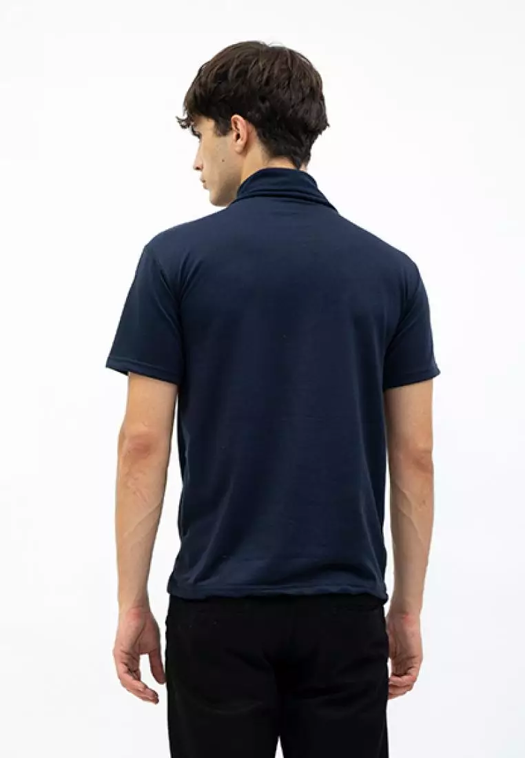 Turtle neck shirt kerah tinggi lengan pendek Biru navy kaos polos houseofcuff