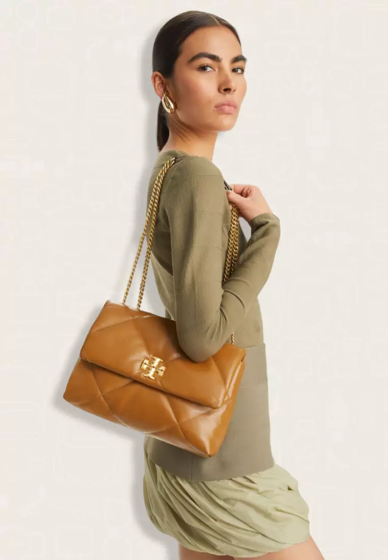 Tory Burch Kira Diamond Quilt Convertible Shoulder Bag Tan