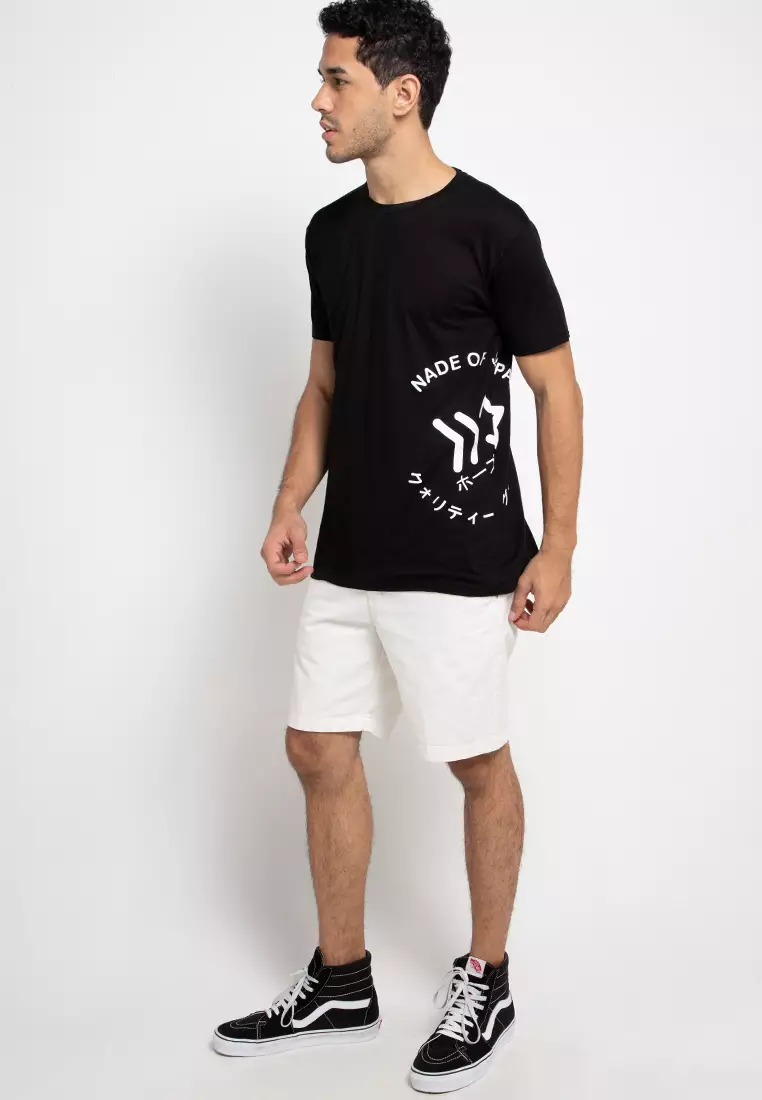 NT226 circle logo waist T-shirt anti kusut Hitam