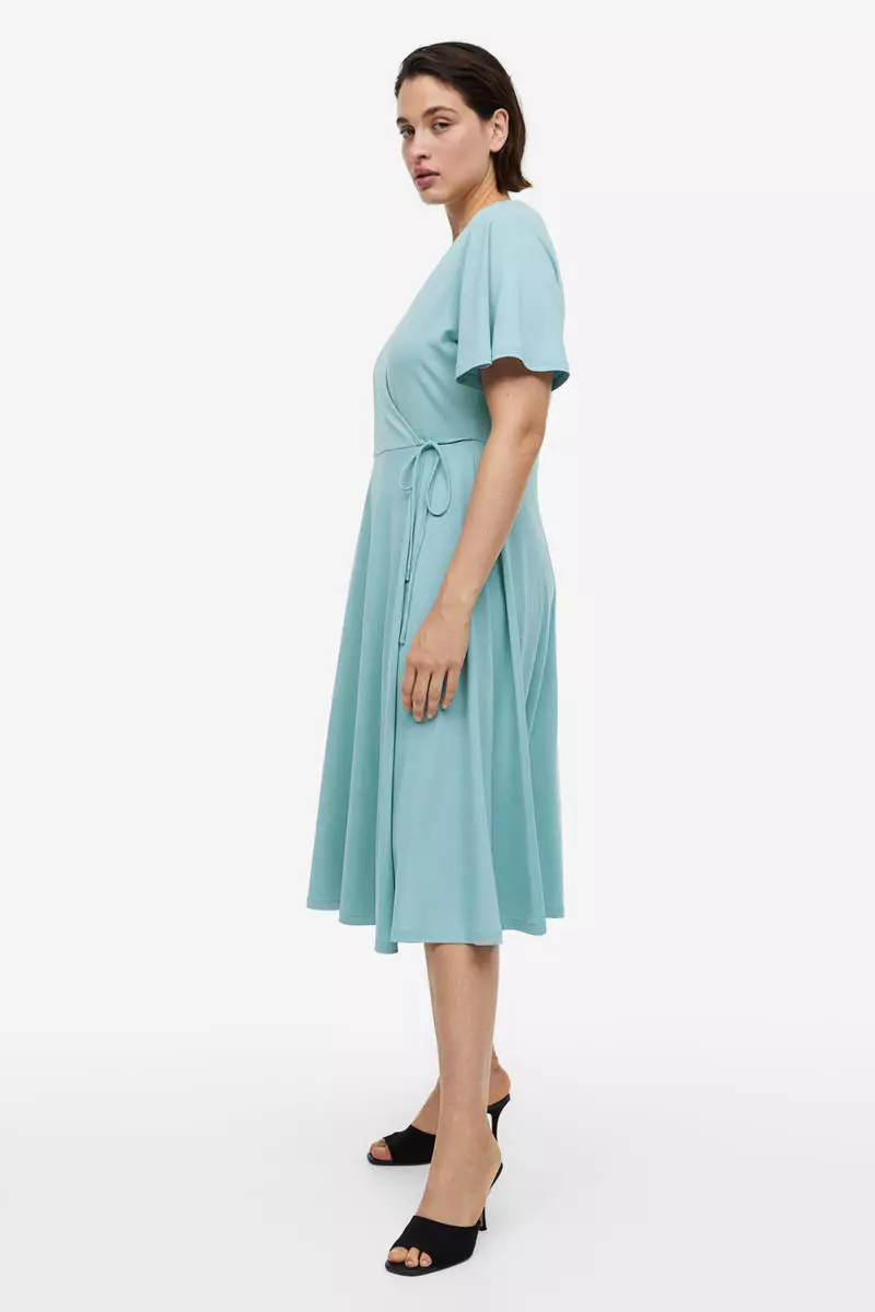 H&m wrap cheap dress blue
