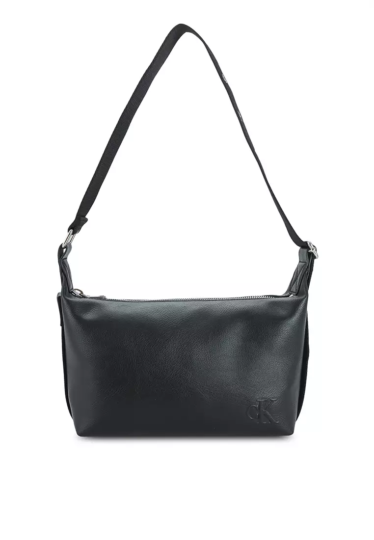 Calvin klein black deals leather handbag