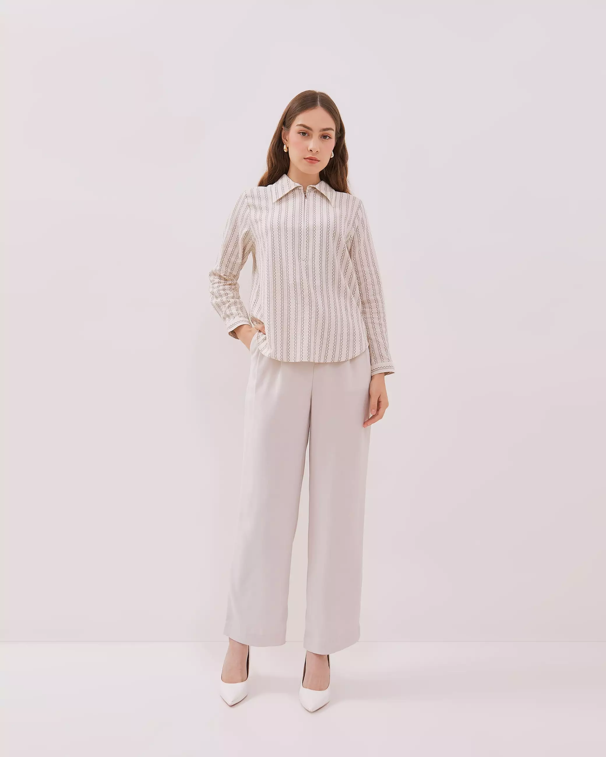 Urban Exchange Vienna Brown Blouse - Atasan Blouse Katun Seersucker Warna Brown