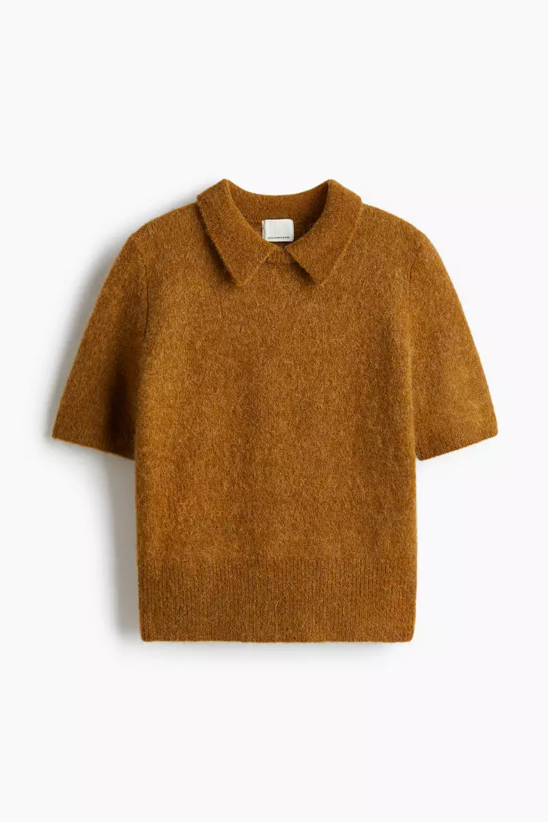 Collared alpaca-blend jumper
