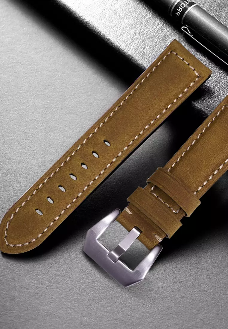 Tali Jam Watch Strap Tali Kulit Pria Buram Leather Strap 24mm Jam Tangan Kulit cokelat