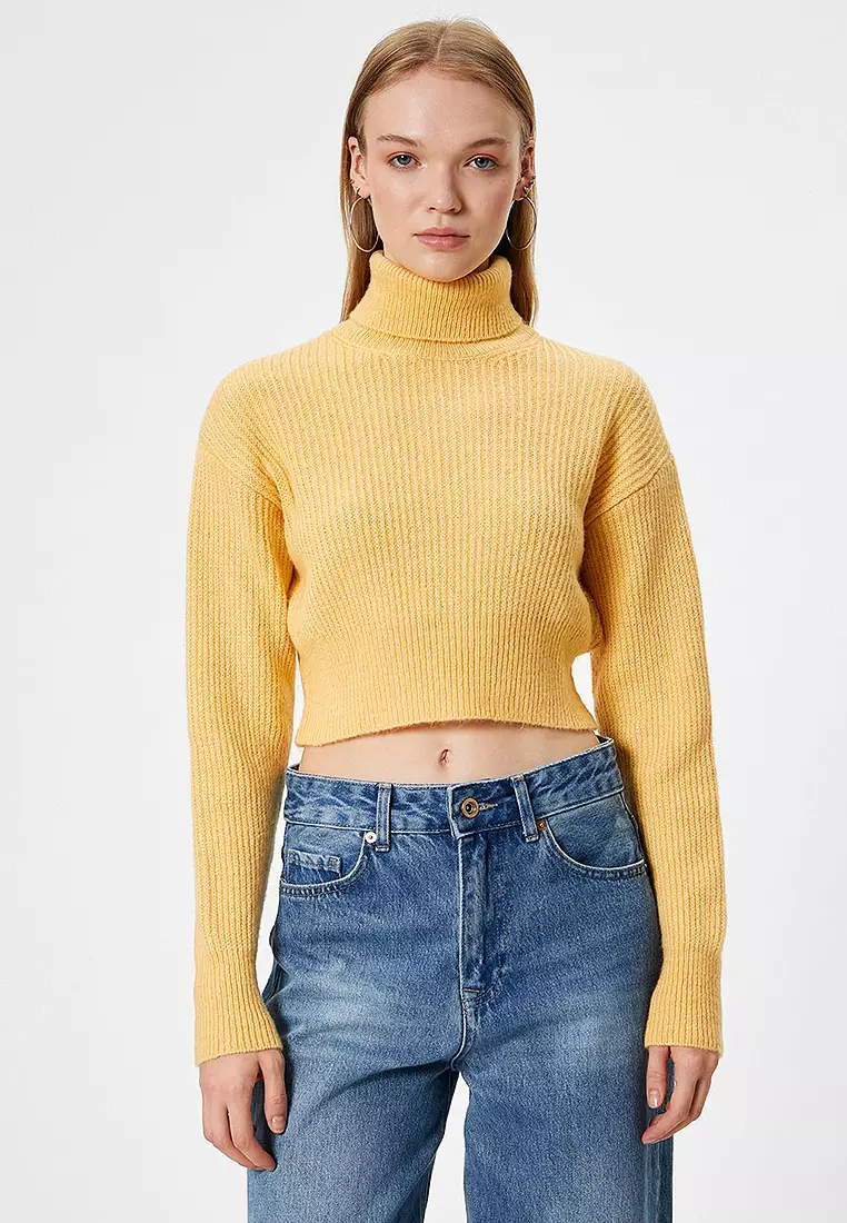 Buy KOTON Crop Knitwear Sweater Turtleneck Long Sleeve Acrylic