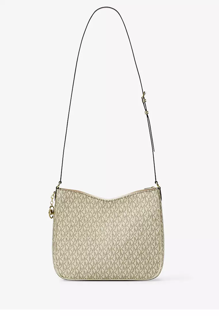 Nayla Medium Metallic Signature Logo Messenger Bag