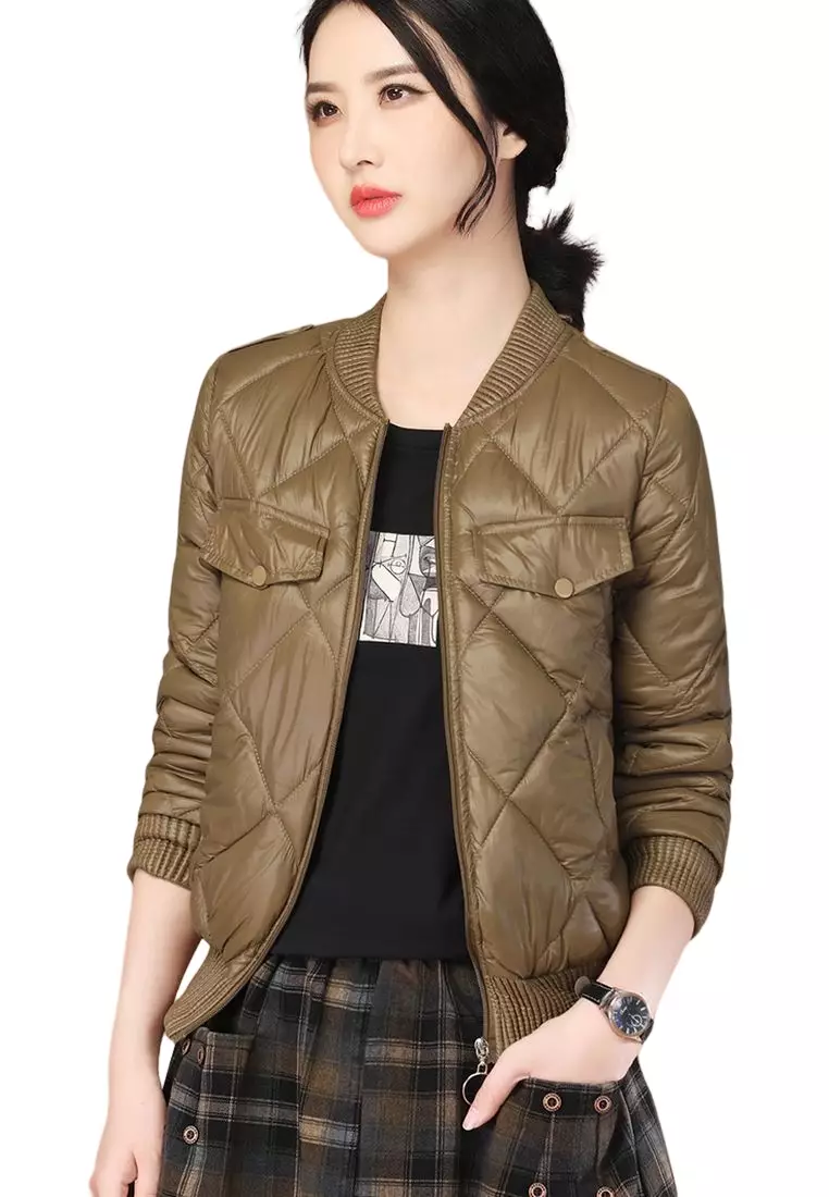 Girls khaki clearance bomber jacket