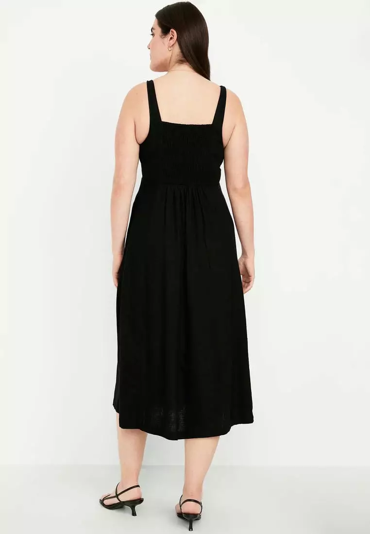 Fit & Flare Linen-Blend Midi Dress