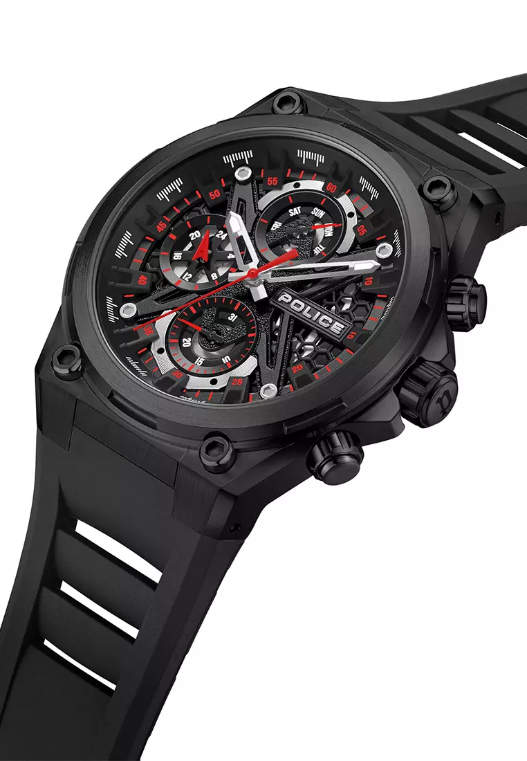 Police Sonic Black Rubber Analog Quartz Watch For Men PPEWGQ0054303