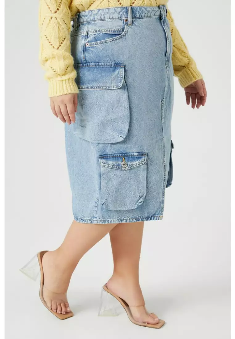 Buy FOREVER 21 Plus Size Chambray Cargo Skirt 2024 Online ZALORA