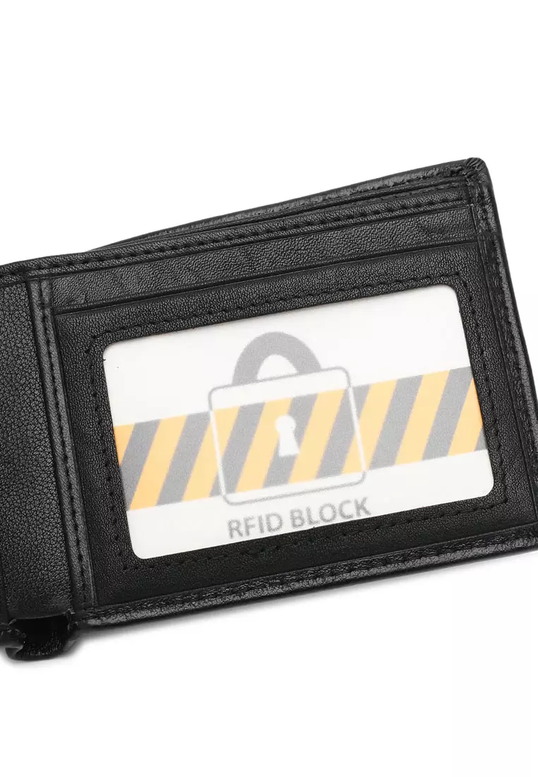 Genuine Leather RFID Short Wallet - Black