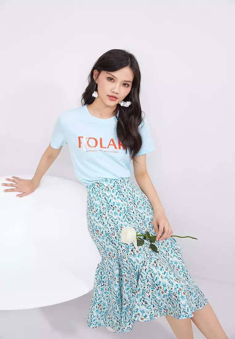 Floral Print Midi Skirt