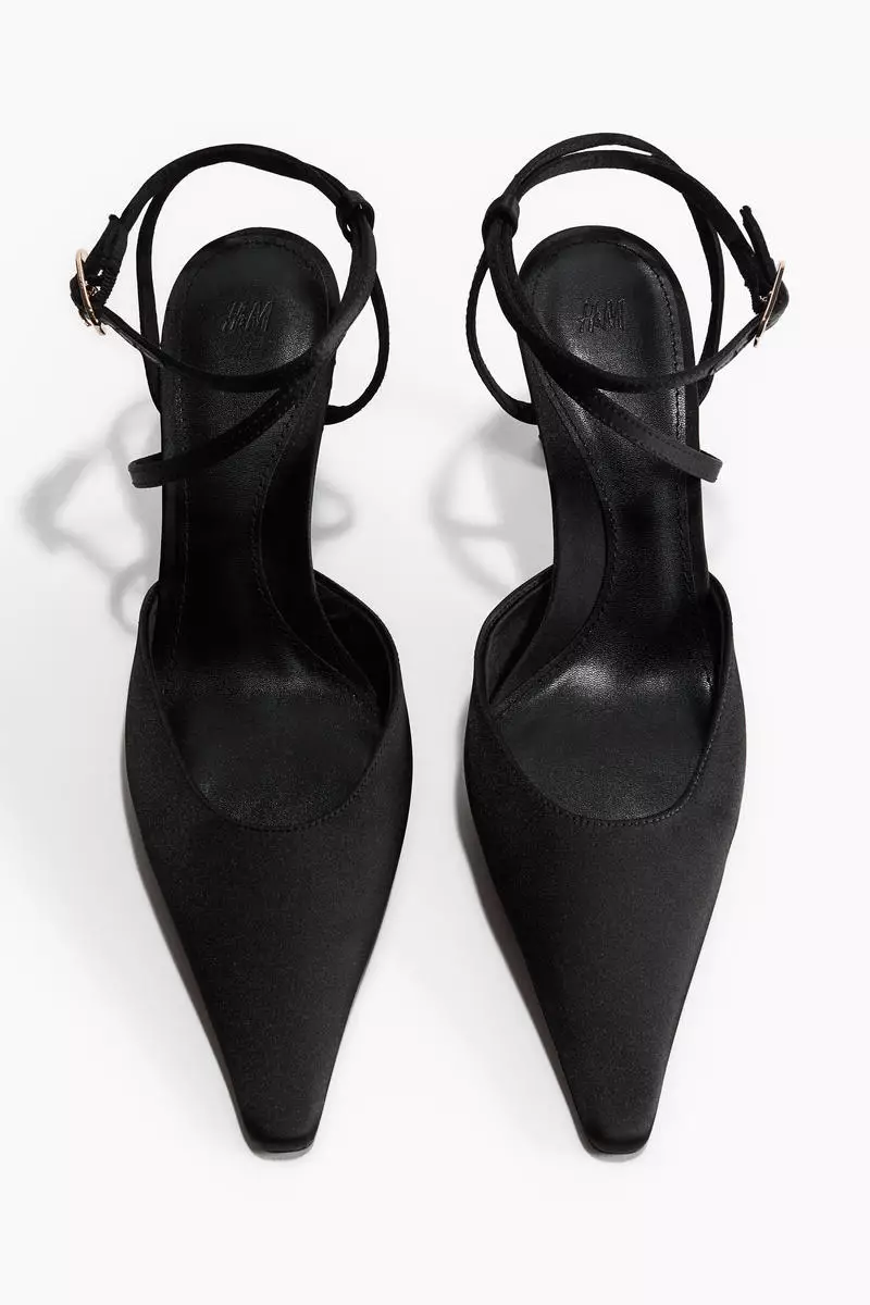 Pointed satin court shoes