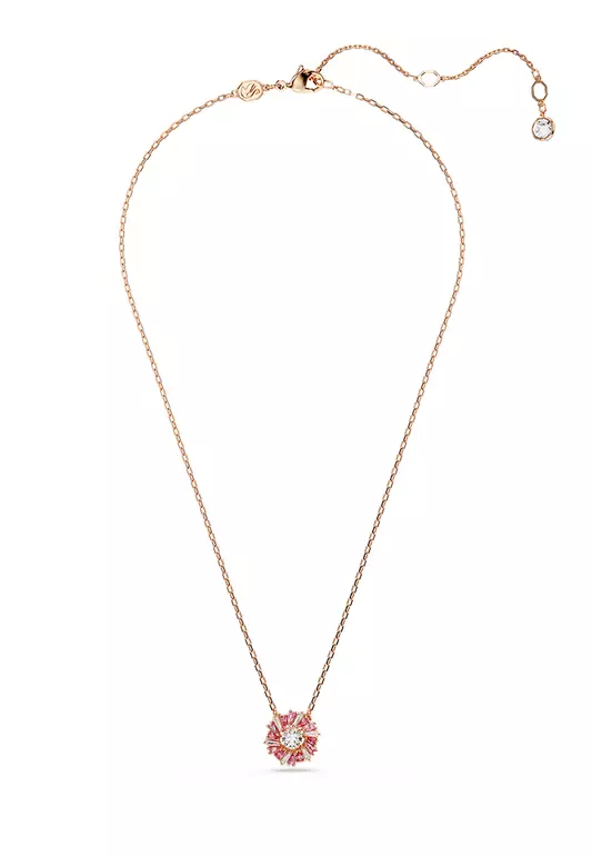 Idyllia Pendant, Mixed Cuts, Flower, Pink, Rose Gold-Tone Plated