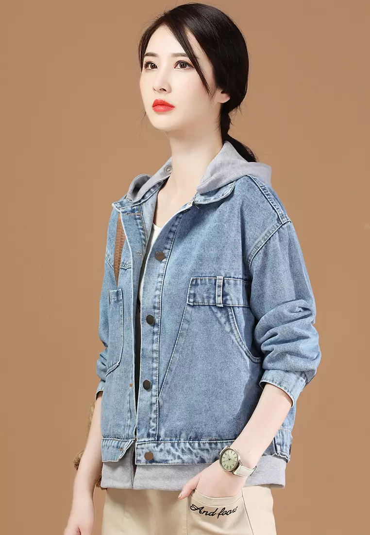 Girls long denim jacket new arrivals