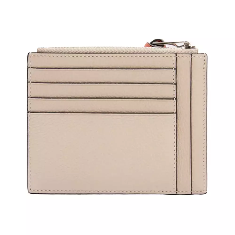 Large Square Coin Cardholder in Soft Grained Calfskin Light Oat/Honey