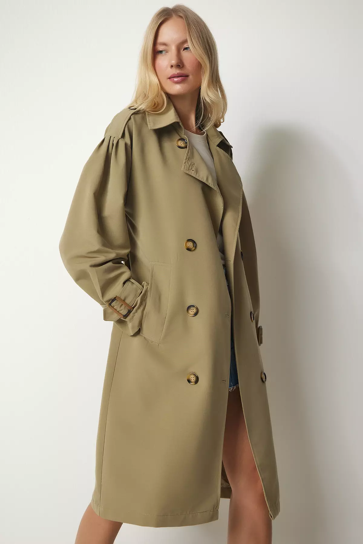 Light khaki cheap trench coat