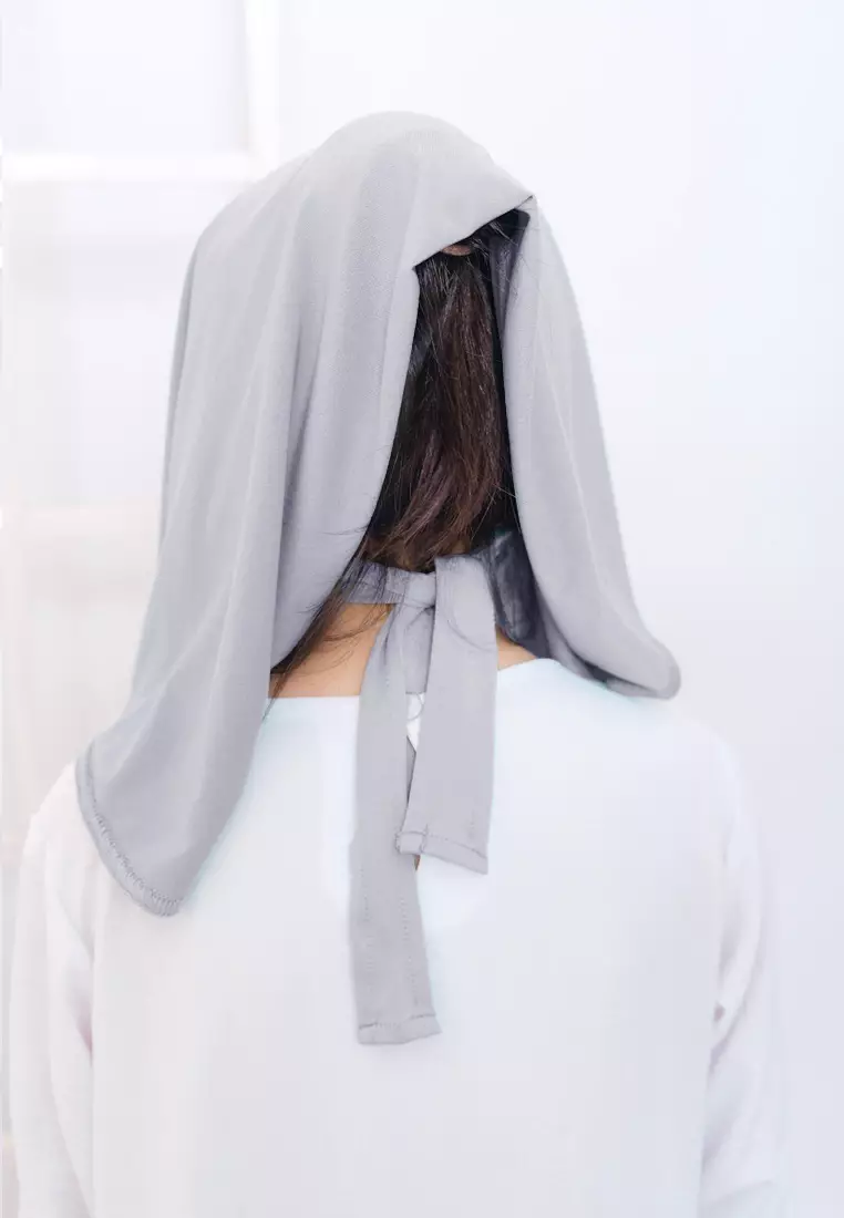 Cotton Bee - Hijab Instan Anak | Zura Tali Bergo Non Pad - Cool Grey - XL 