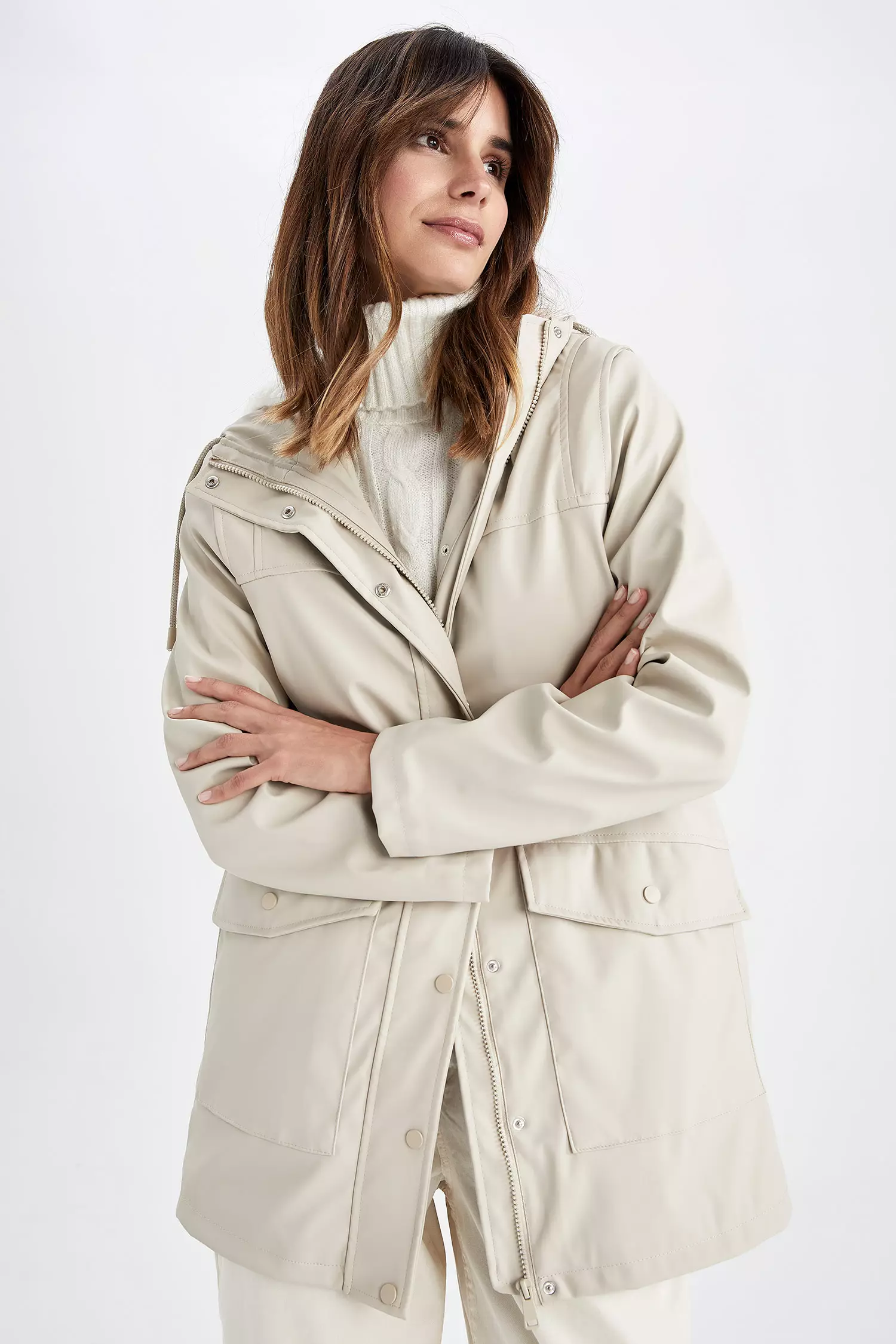 Buy DeFacto Relax Fit Faux Leather Raincoat Online | ZALORA Malaysia