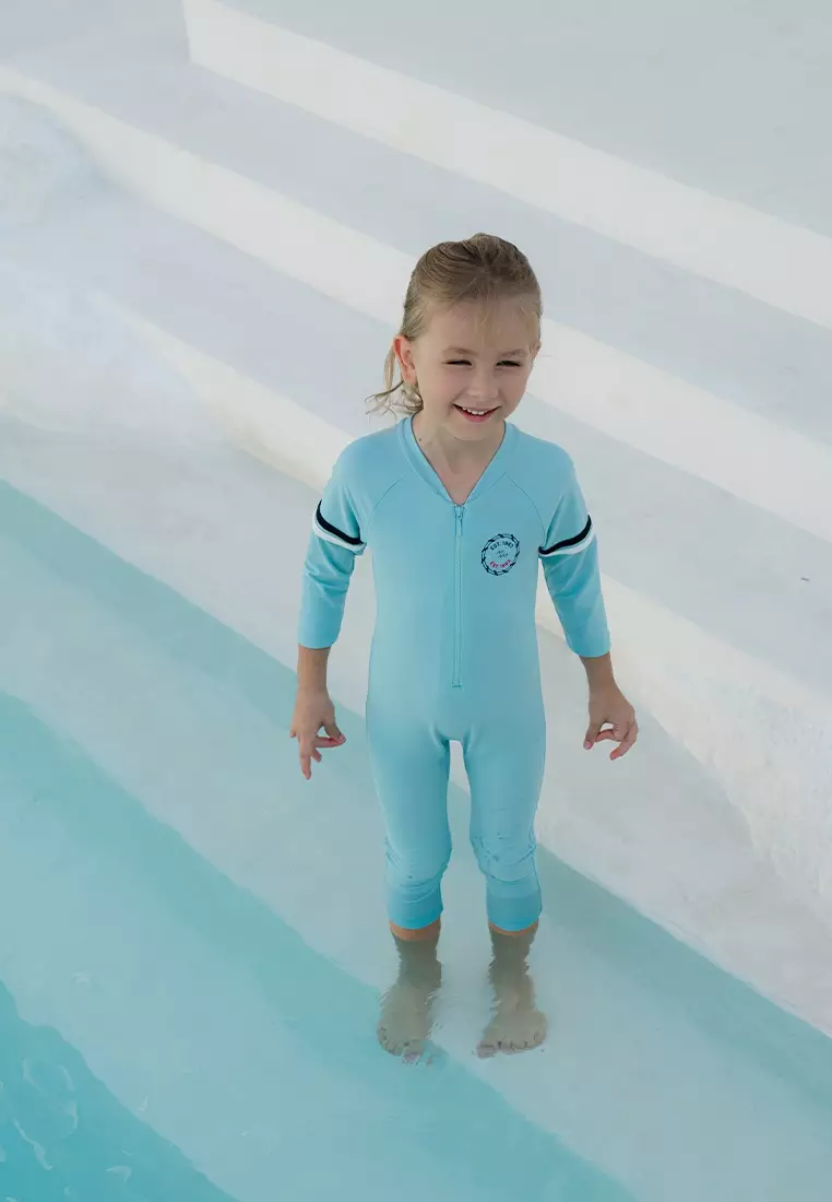 Bleu Marine Long Diving Swimwear, Baju Renang Anak - Canal Blue