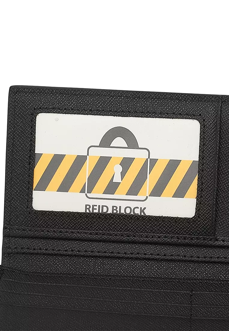 Men's Genuine Leather RFID Blocking Bi Fold Wallet  (Dompet Bi Fold Pria Kulit Genuine RFID Blocking) - Hitam