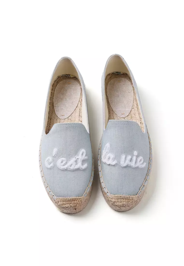 Platform Embroidery Canvas Espadrilles HB88