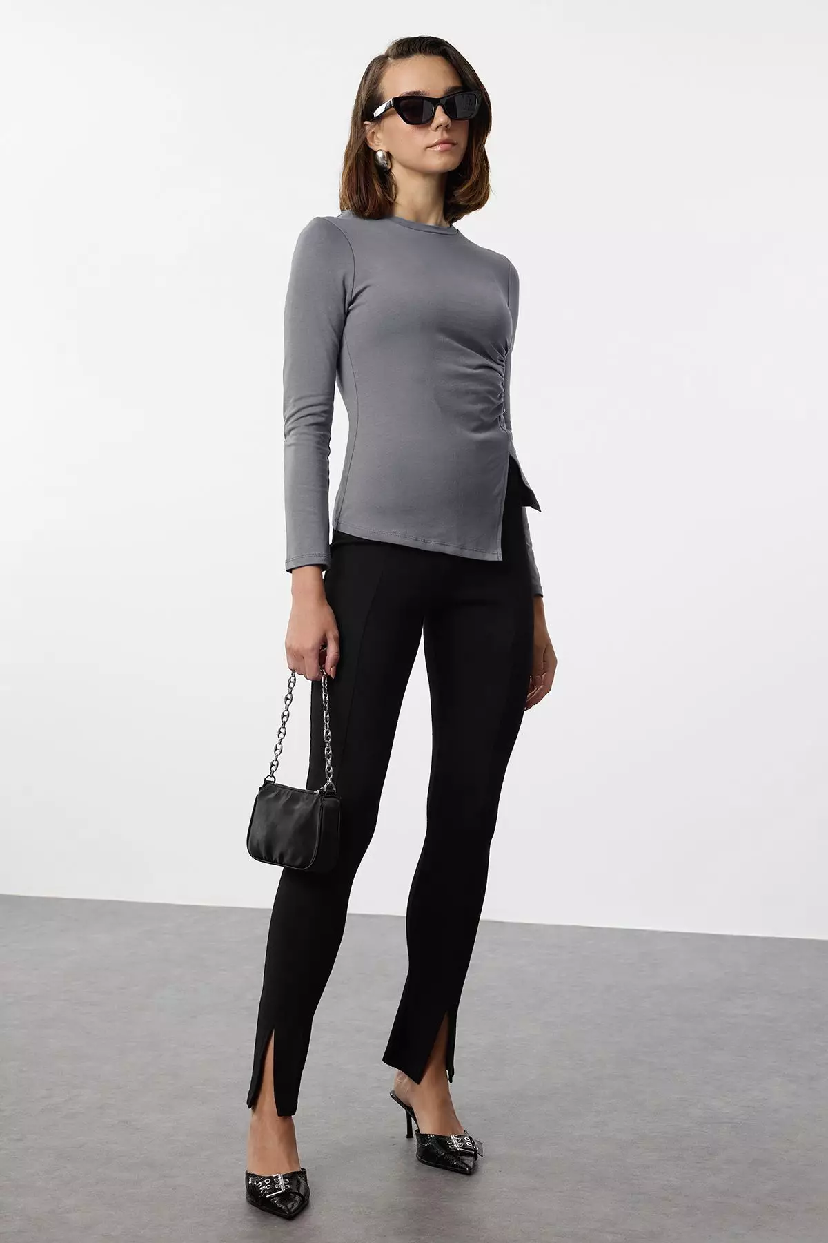Fitted Blouse with Slit