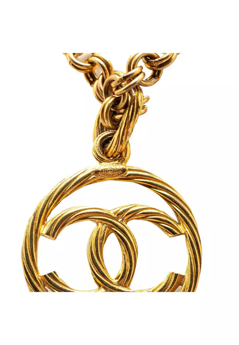 Pre-Loved Chanel Gold Plated Cc Tornado Pendant Necklace