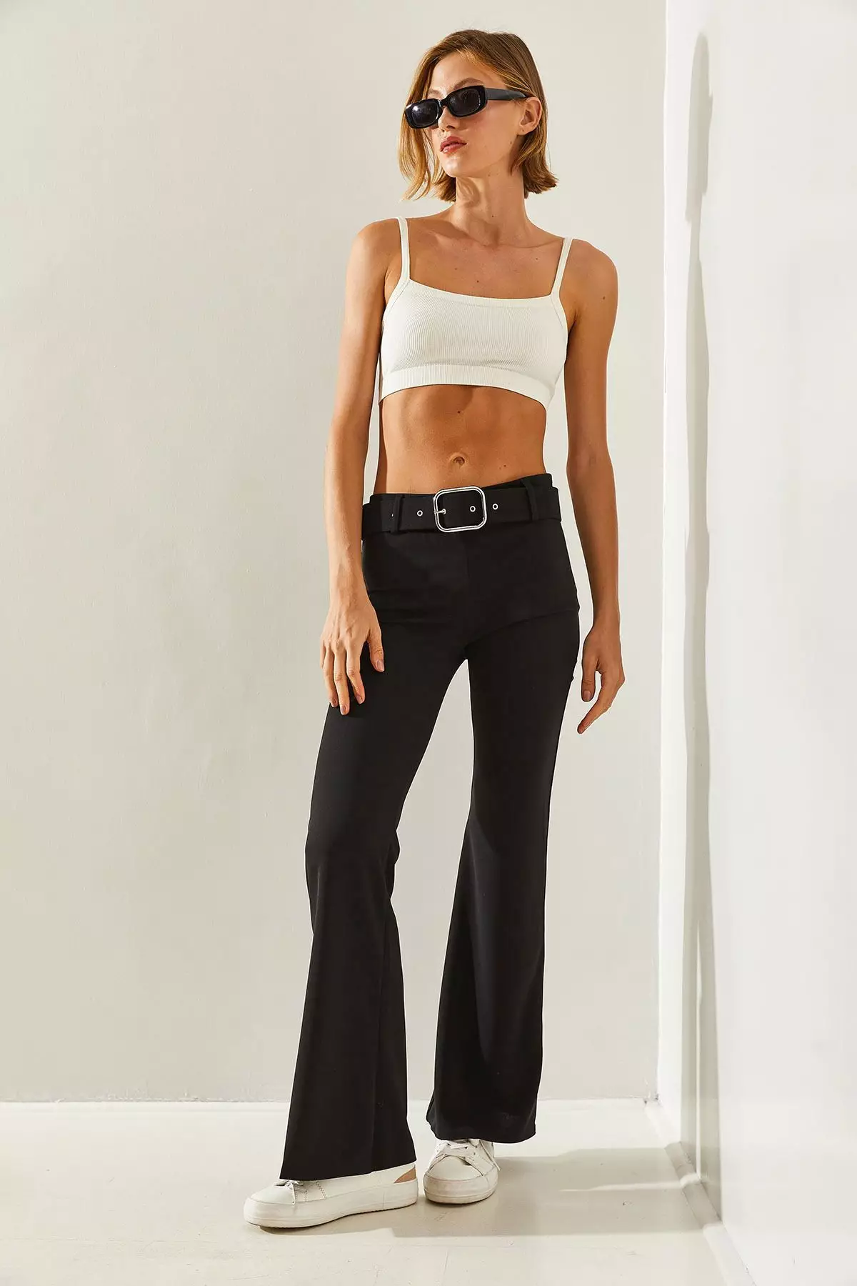 Buy Bianco Lucci Women's Belted Spanish Leg Scuba Fabric