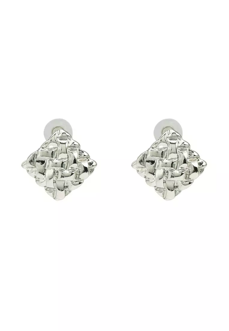 Buy Red s Revenge Textured Square Stud Earrings 2023 Online